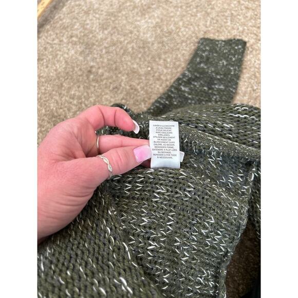 Abound olive green sweater twisted back knot loose knit crew neck SZ MD EUC - Picture 6 of 8